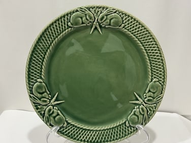 Bordallo Pinheiro Porcelain Green Rabbit Plate