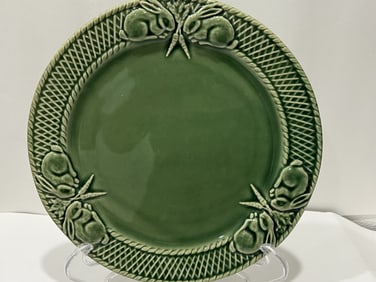 Bordallo Pinheiro Porcelain Green Rabbit Plate