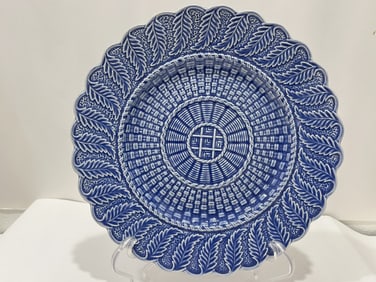 Bordallo Pinheiro Porcelain Blue Weaved Plate