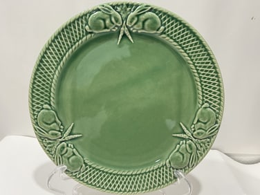 Bordallo Pinheiro Porcelain Green Rabbit Plate
