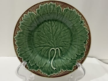 Bordallo Pinheiro Porcelain Green Grape Leaf Plate