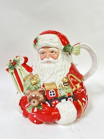 Vintage Fitz & Floyd Porcelain Poinsetta Santa Tea