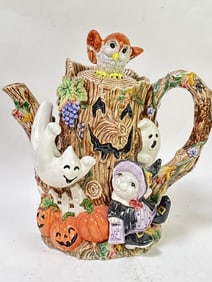 1995 Fitz & Floyd Porcelain Halloween Tree Trunk T