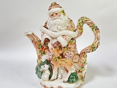 1996 Fitz & Floyd Porcelain Santa Teapot