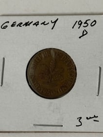 1950 Germany 10 Pfennig Coin