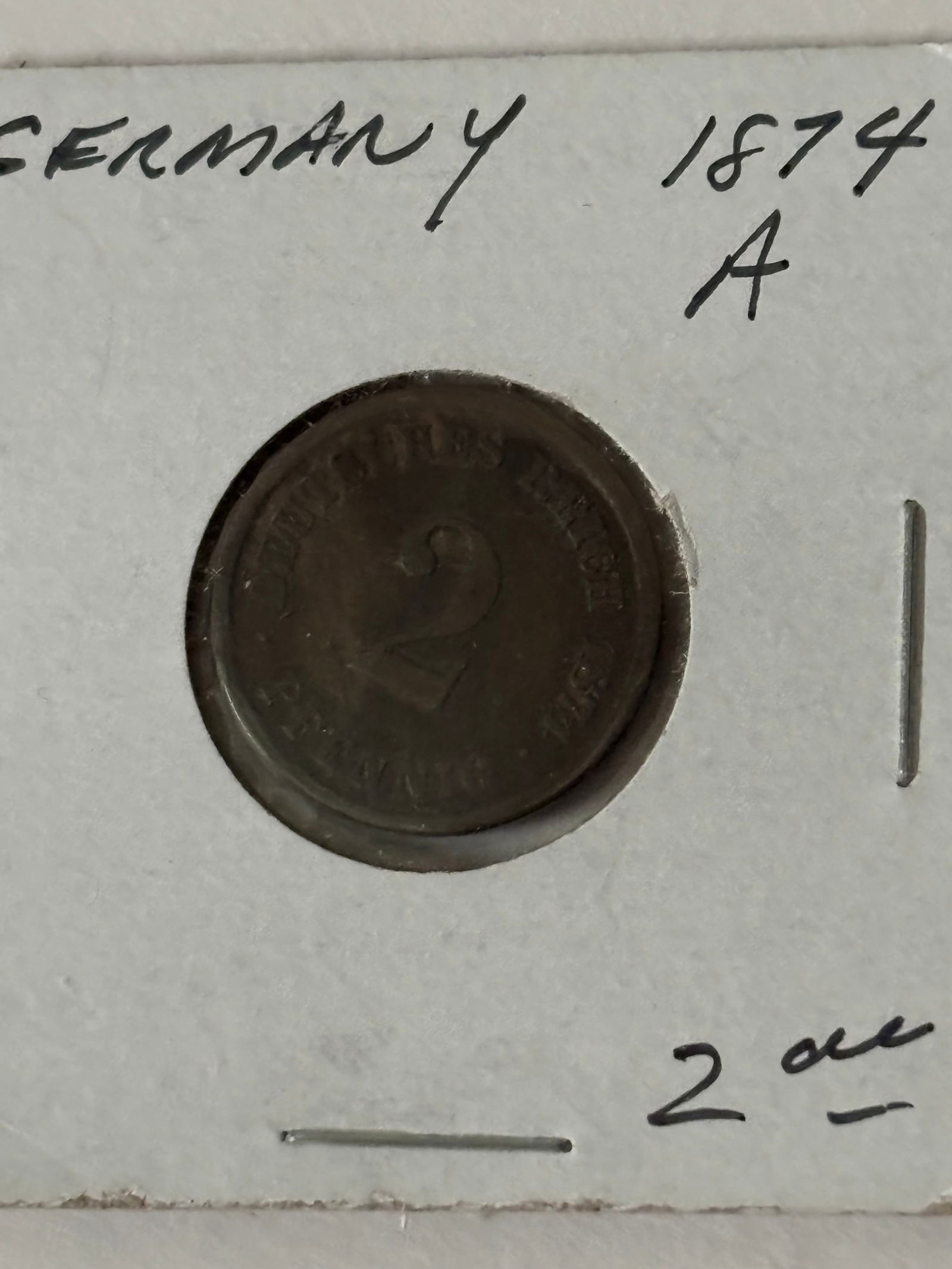 1874A Germany 2 Pfennig Coin (1 of 2)