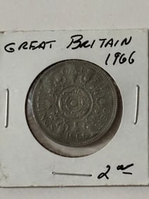 1966 Great Britain 2 Shillings Coin