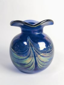 1978 Michael Shearer Iridescent Pulled Swirl Glass