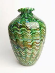 Murano Italy Green Overcast Multicolor Shell Glass