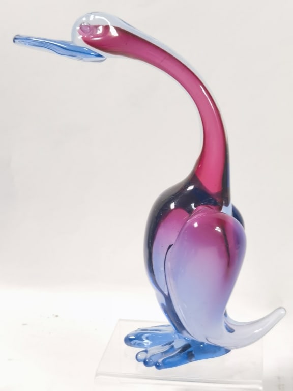 Vintage Murano Italy Sommerso Glass Duck: Vintage Murano Italy Sommerso Glass Duck, 8.75in