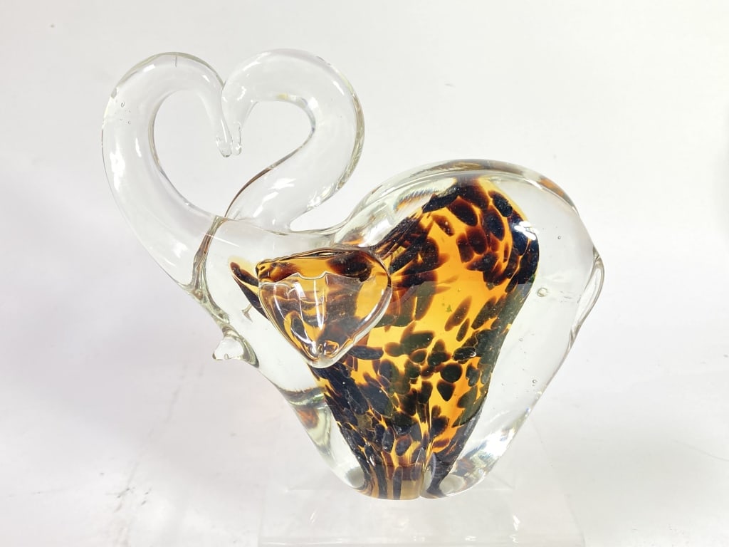 Vintage Murano Italy Tortoise Shell Art Glass Elep (1 of 3)
