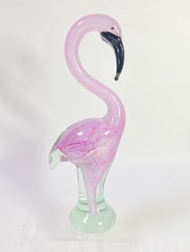Vintage Murano Italy Pink Art Glass Flamingo
