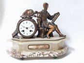 Vintage Mantel Clock with Alabaster Base