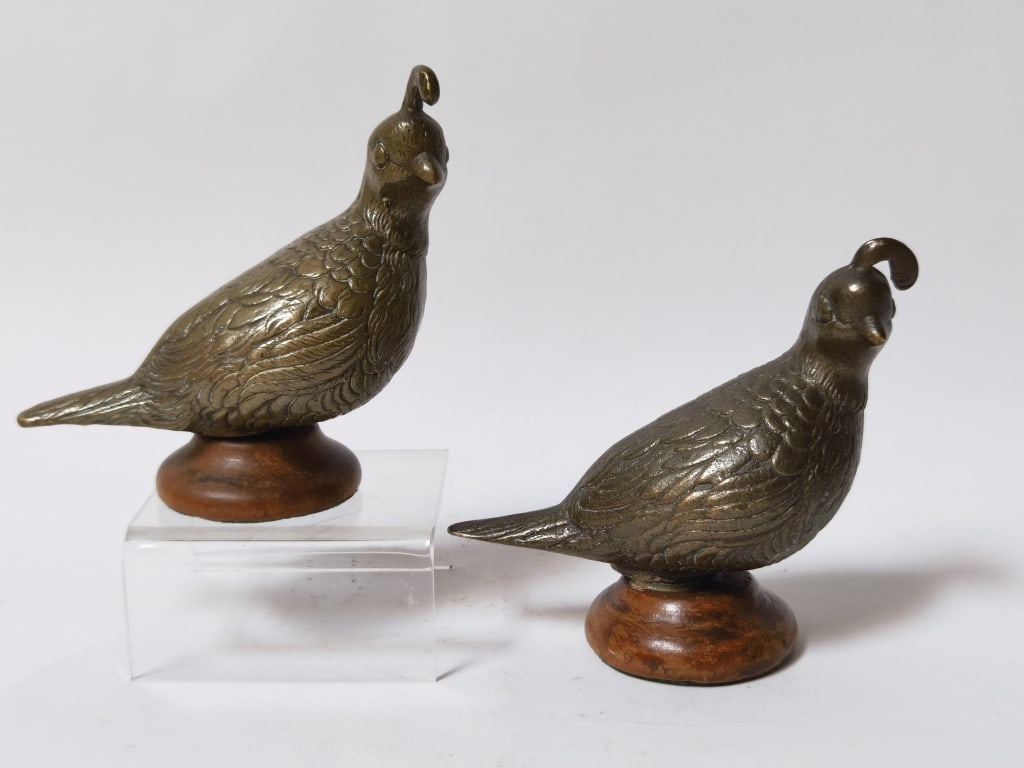 Pr. of W. Axford Bronze California Quails (1 of 4)