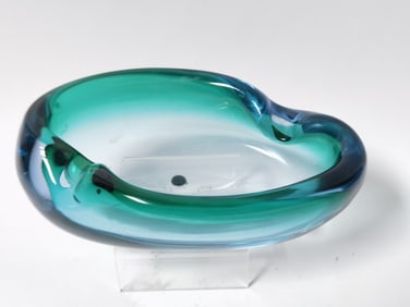 Vintage Murano Italy Green/Blue Sommerso Glass Ash