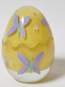 Vintage Hand Painted Art Glass Easter Egg Box