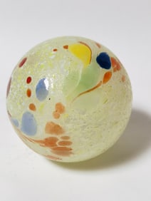 Vintage Yellow Splatter Art Glass Ornament
