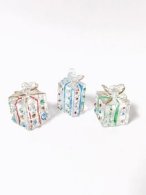 (3) Small Art Glass Presents
