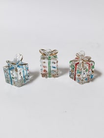 (3) Small Art Glass Presents