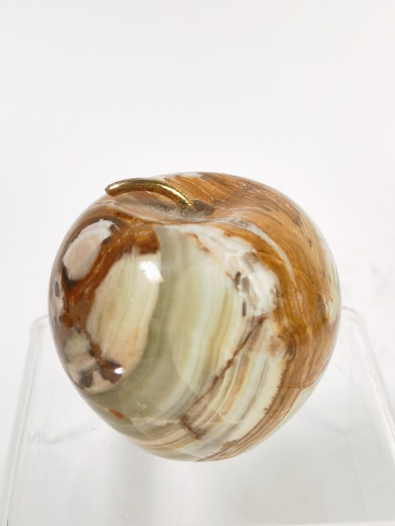 Vintage Amber and White Marble Apple Paperweight (1 of 3)