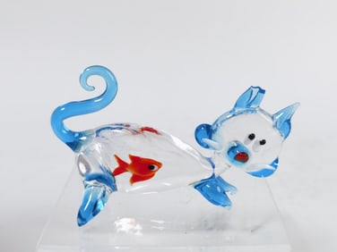 Vintage Murano Italy Aquarium Art Glass Cat