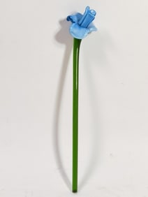 Vintage Murano Italy Art Glass Blue Flower