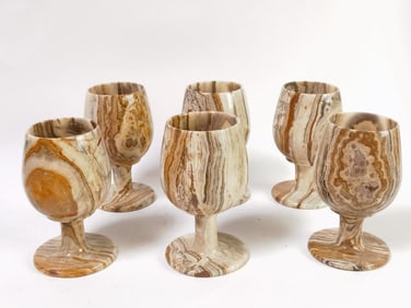 (6) Marble Wine Glasses