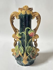 Antique Josef Strnac Austria Majolica Strawberry V
