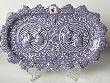 Bordallo Pinheiro Porcelain Rabbit Purple Accent O