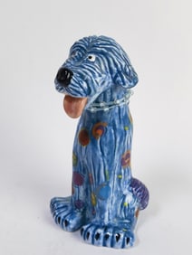 Vintage Ganz Porcelain Blue Polka Dot Dog
