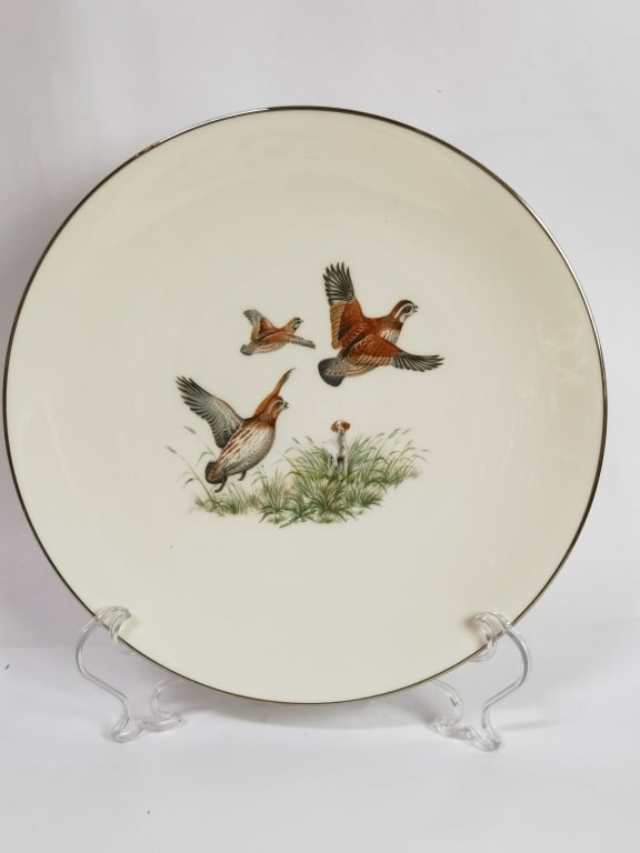 Vintage Flintridge Porcelain Partridge Pasta Plate: Vintage Flintridge Porcelain Partridge Pasta Plate, 10 5/8in