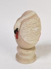 Vintage White Stone Carved Swan Egg Decor