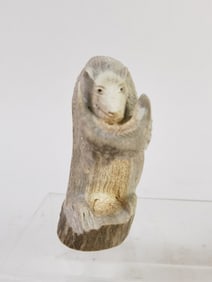 Vintage Signed Antler Carved Bear