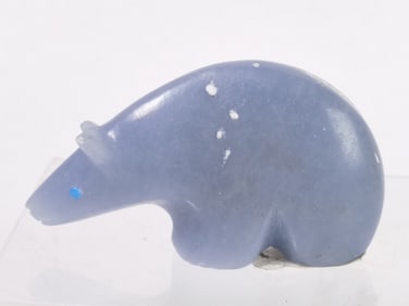 Vintage Ronnie Lunasee Angelite Carved Bear