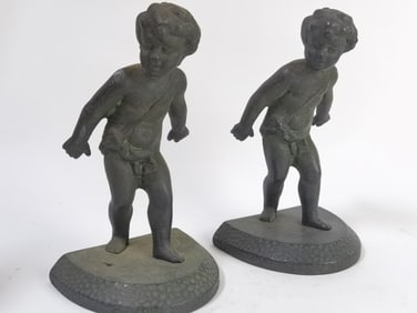 Pr. of Antique Verona Cast Iron Cherub Book Ends
