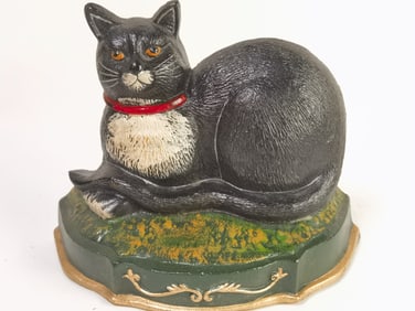 Vintage Taxedo Cat Cast Iron Door Stop