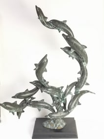 Large San Pacific International Bronze Dolphin