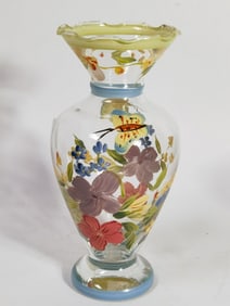 Vintage Fenton Hand Painted Art Glass Vase