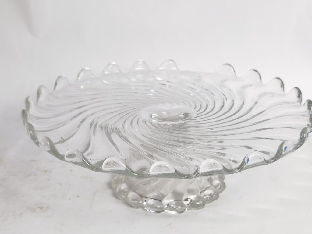Vintage Fostoria Spiral Glass Cake Stand (1 of 4)