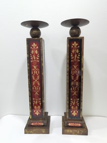 Pr. of Vintage Decorative Pedestal Candle Holders