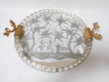 Vintage Art Mirror Tray