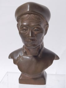 Vintage Vietnamese Indochina Bronze Bust