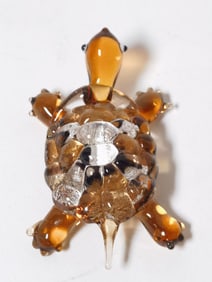 Vintage Lenox Amber and Glitter Art Glass Turtle