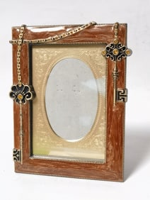 Vintage Enameled Crystal Photo Frame