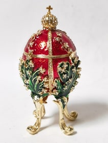 Vintage Rhinestone Enameled Egg Trinket Box