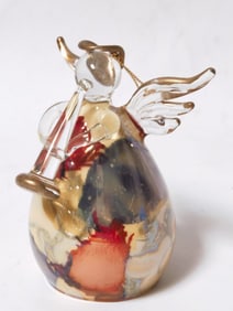 Vintage Art Glass Angel Ornament