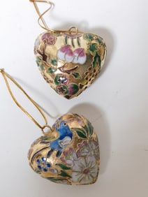 (2) Cloisonne Heart Ornaments