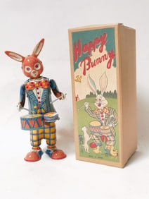 Vintage "Happy Bunny" Wind-Up Tin Toy