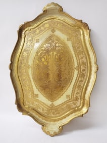 Vintage Italian Florentine Gilt Wood Tray