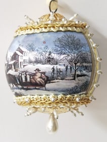 Vintage Hand Made Push Pin Beaded Ornament